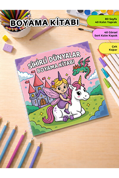 metafortoys Sihirli Dünyalar Boyama Kitabı Cozy Book – 21x20 cm I 40 Görsel I...