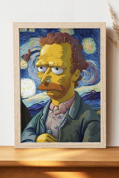 Luna Marissa Αφίσα Van Gogh Simpsons - Αφίσα ψηφιακής τέχνης από χοντρό χαρτί...