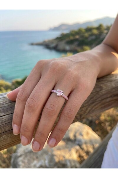 My Story Pembe Çakra Kalp Gümüş Yüzük