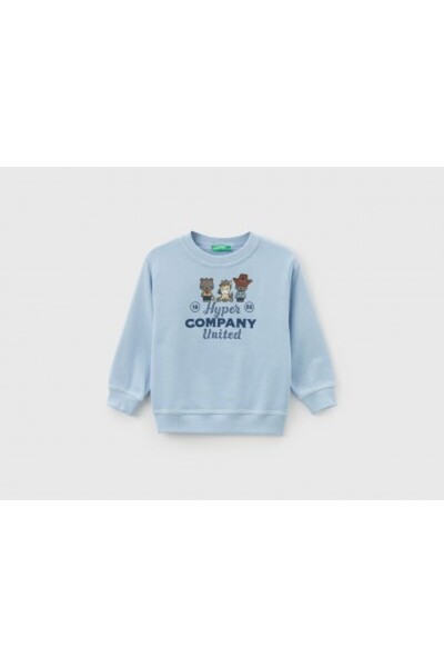 United Colors of Benetton سويت شيرت مريح للأولاد مطبوع عليه طائرات باللون الأ...