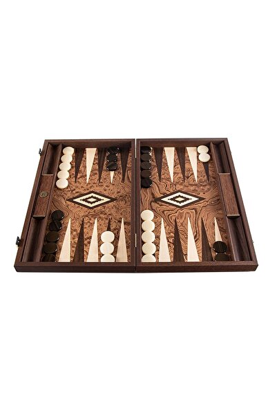 Manopoulos Backgammon Premium board in burnt walnut and wenge and oak dots