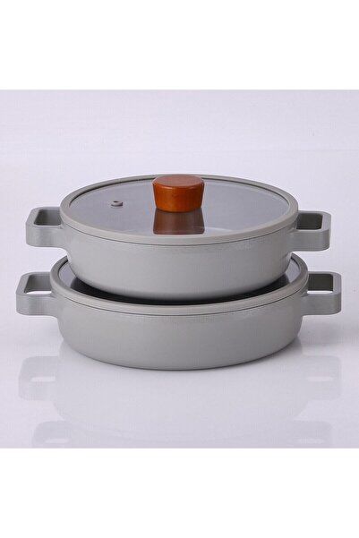 NEOFLAM Fika Aluminum Casting 2-Piece Saucepan Set with Glass Lid Gray 20-22 cm