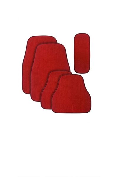 ILGAR DESIGN Oto Paspası Kırmızı Renk Siyah Overloklu Halı Araba Paspasları T...