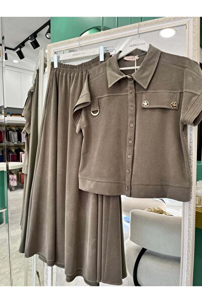 Modario Vatkatex Liyosol Cupra Vest and Skirt Set - Khaki - 42