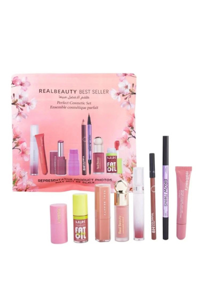 real beauty طقم الأفضل مبيعا للشفاة والخدود من ريل بيوتي 5 قطع