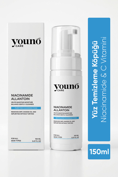 YOUNO CARE Niacinamide & C Vitamini Yüz Temizleme Köpüğü 150 ml | Akne Karşıt...
