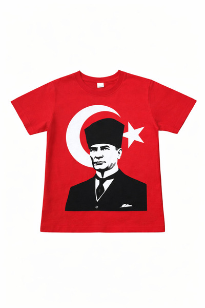 HER ŞEY NOTA www.herseynota.com Unisex dečija majica sa Ataturk printom, crve...