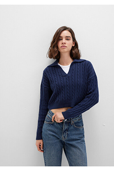 Mavi Marineblauer Strickpullover Polo 1710717-70497