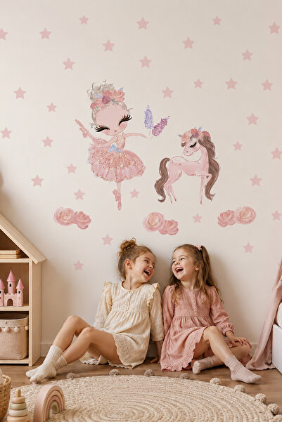 Kt Grup Kız Çocuk Odası Balerin Ve Unicorn Duvar Sticker Seti
