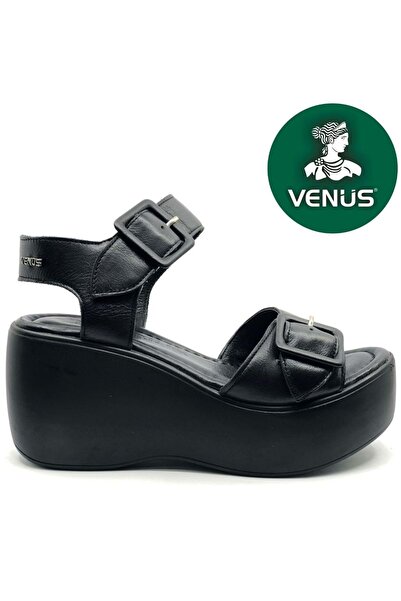 Venüs Wirgo Γνήσιο Δέρμα Comfort Ορθοπεδικά Γυναικεία Σανδάλια ΜΑΥΡΟ