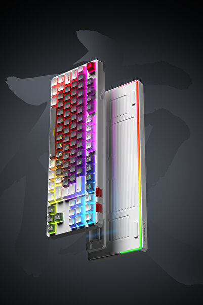 Rampage Yoru Tkl Pro Gri/beyaz Wifi Bluetooth Klavye Red Switch Q Mekanik Klavye Gaming Oyuncu Klavyesi