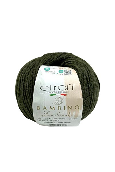 Etrofil Bambino Lux Dark Khaki Soft Knitting Yarn 60% Merino Wool 40% Acrylic...