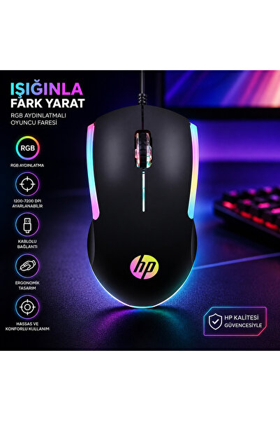 HP M160 Optik Kablolu Rgb Oyuncu Mouse