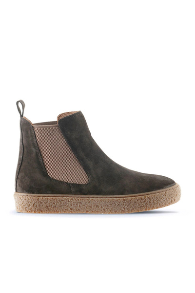 Bueno Shoes Cizme plate de damă din piele intoarsa inchisa maro 01wt3206