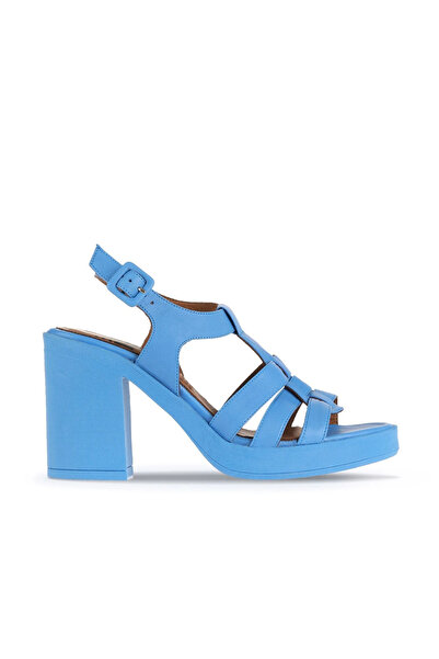 Bueno Shoes Sandale cu toc pentru femei din piele turcoaz 01wa1600
