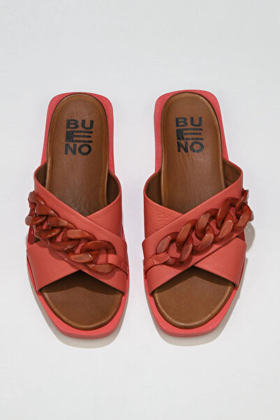 Bueno Shoes Papuci plati de damă din piele coral 01wu3312