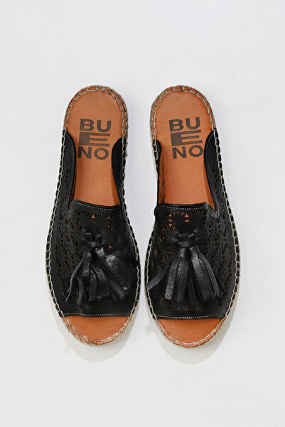 Bueno Shoes Papuci espadrille de damă din piele neagră 01wq2417