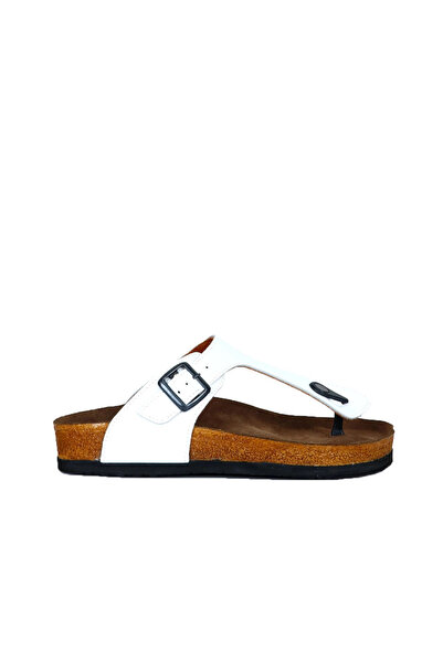 Bueno Shoes Flip-flops de damă din piele albă 05wt101