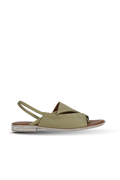 Bueno Shoes Sandale plate de damă din piele kaki 01we2300