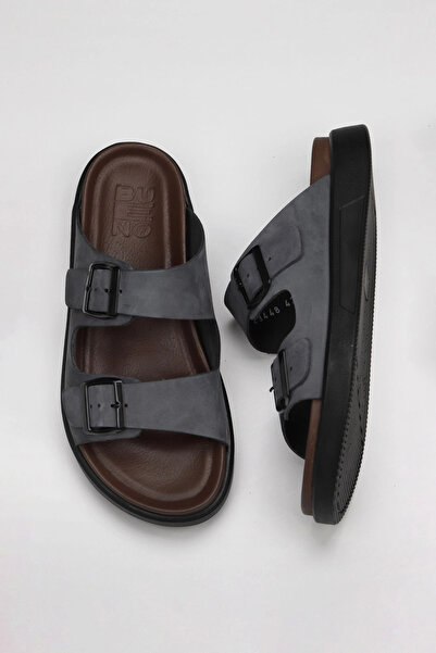 Bueno Shoes Anthracite Nubuck Men's Flat Slippers 11t23348