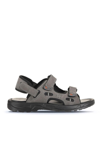 Bueno Shoes Γκρι ανδρικά φλατ σανδάλια Nubuck 25ms1405
