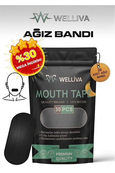 welliva Premium Ağız Bandı 30 Adet – Horlama Karşıtı & Burun Solunumu Destekl...