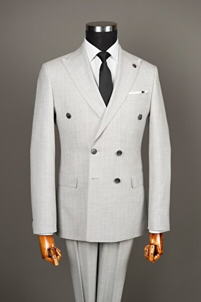 terzi ayhan Exclusive striped double-breasted suit - light grey