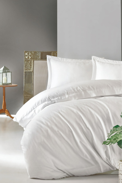 Cotton Box Set pilota dublu din satin Elegante White