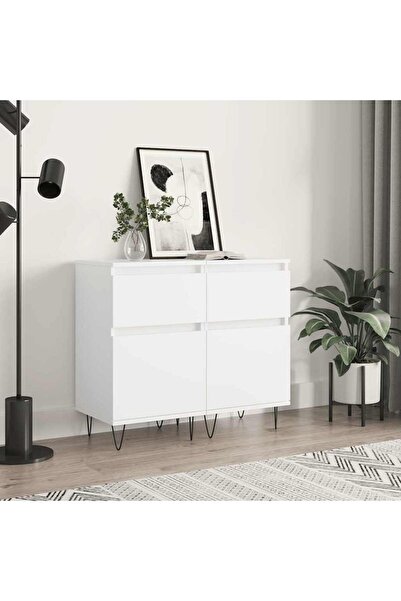 Concept Servante, 2 buc., alb, 40x35x70 cm, lemn prelucrat