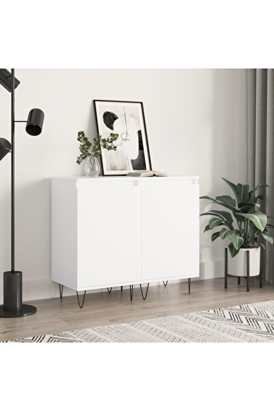Concept Servante, 2 buc., alb, 40x35x70 cm, lemn prelucrat