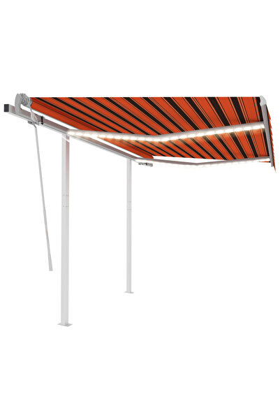 Concept Copertină retractabilă manual cu LED, portocaliu&maro 3,5x2,5 m