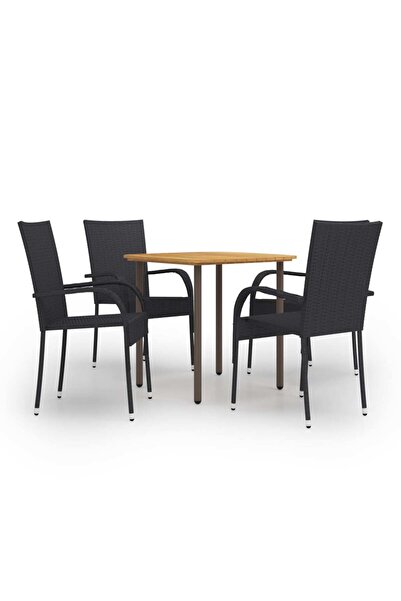 Concept Set mobilier de grădină, 5 piese, negru, poliratan