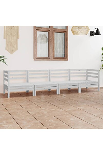 Concept Set mobilier de grădină, 4 piese, alb, lemn masiv de pin