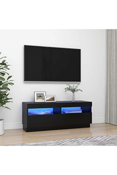 Concept Comodă TV cu lumini LED, negru, 100x35x40 cm