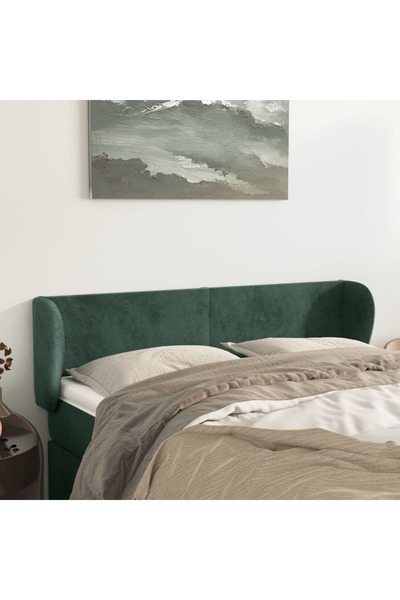 Concept Tăblie de pat cu aripioare verde închis 147x23x78/88 cm catifea