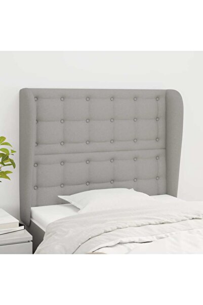 Concept Tăblie de pat cu aripioare gri deschis 103x23x118/128 cm textil