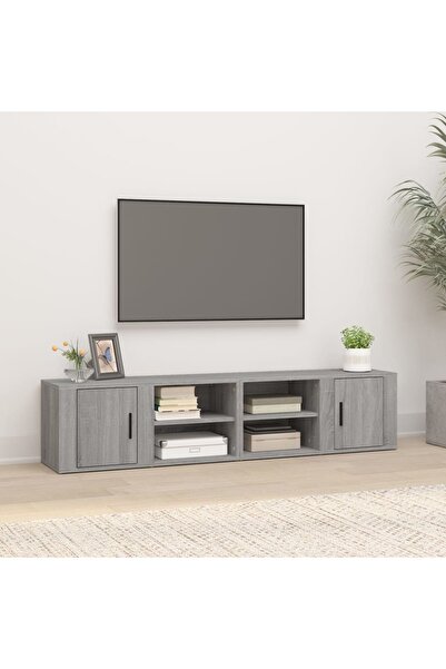 Concept Comode TV, 2 buc., gri sonoma, 80x31,5x36 cm, lemn prelucrat