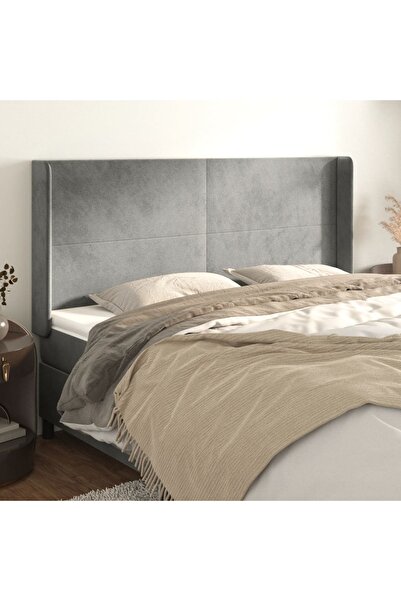 Concept Tăblie de pat cu aripioare gri deschis 183x16x118/128cm catifea