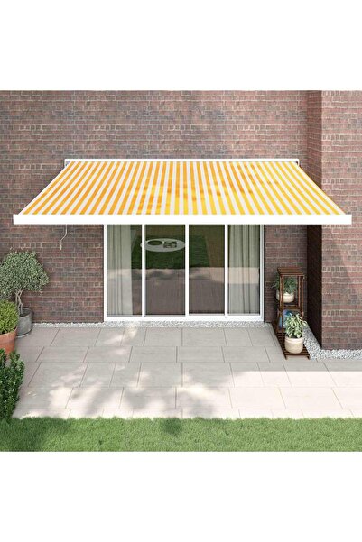 Concept Copertină retractabilă, galben/alb, 4x3 m, textil/aluminiu