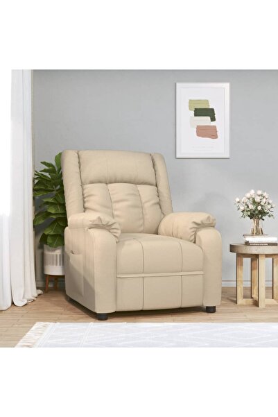 Concept Fotoliu rabatabil, crem, material textil