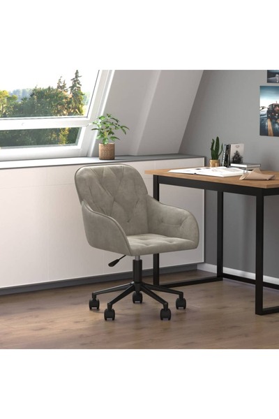 Concept Scaun de birou pivotant, gri deschis, catifea
