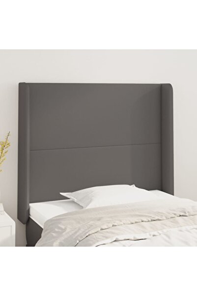Concept Tăblie de pat cu aripioare, gri , 83x16x118/128 cm, piele