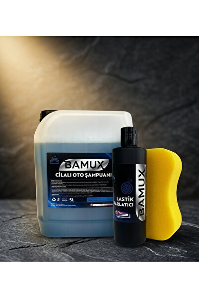 Bamux Cilalı Oto Şampuanı 5 L + Lastik Parlatıcı Sprey 500 ml - Araba Temizli...
