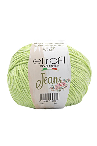 Etrofil Fir de tricotat din denim Verde deschis 55% bumbac 45% acril 50g 160m...