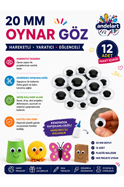 andelart Siyah Oynar Göz 20 mm 1 Paket | Amigurumi, Keçe, Kukla, Oyuncak, El ...