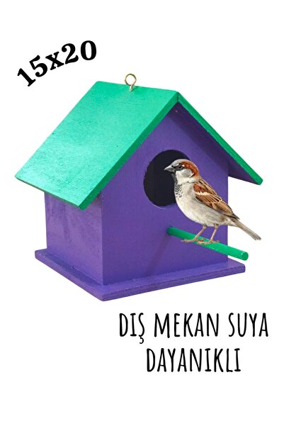 değerli hobi Wooden Bird Nest Outdoor Water Resistant 15x15x20 Cm