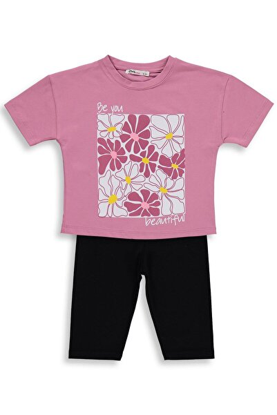 Civil Girls Set colorat cu imprimeu floral pentru copii de 2-5 ani - Roz moal...