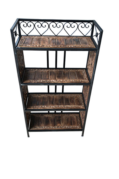 Otantik Çarşı Ahşap Ferforje Raf 53x23x102 cm. KNA606