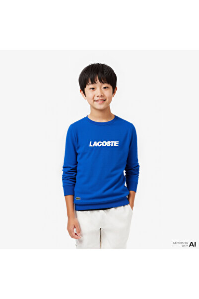 Lacoste Erkek Çocuk Baskılı Mavi Sweatshirt