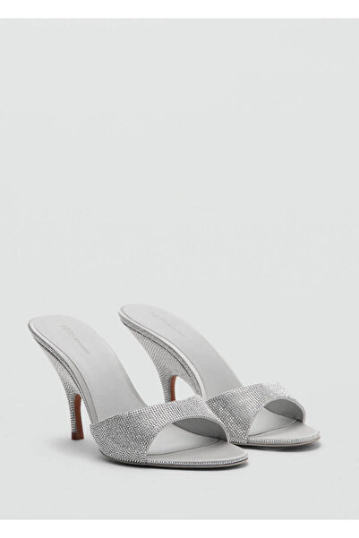 MANGO Woman Rhinestone Stone Wedge Heel Sandals